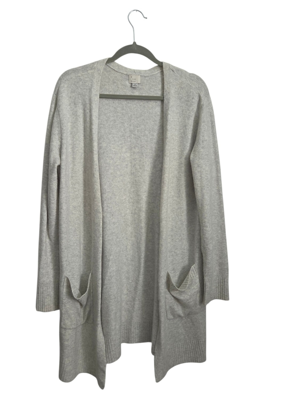 a new day Light Gray Open-Front Pocket Cardigan Size M